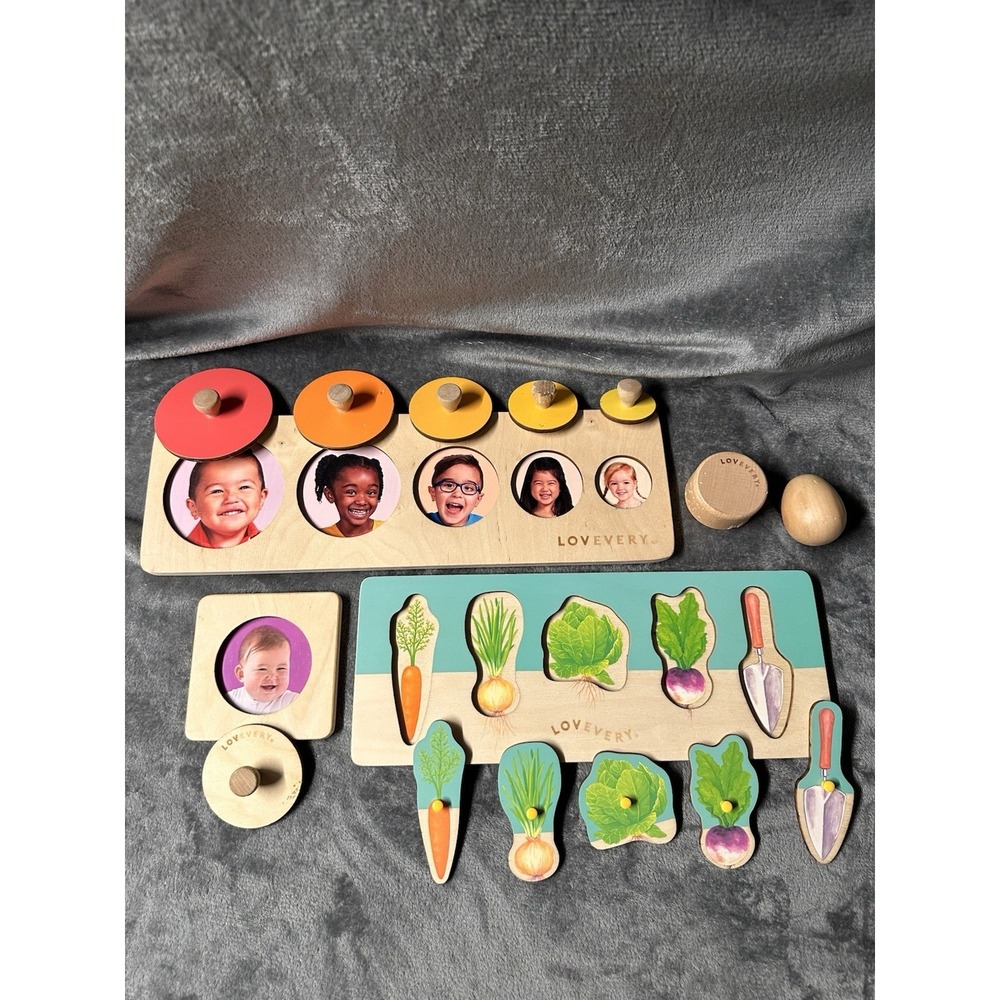 Lovevery wooden puzzle lot  Wooden Montessori Developmental Baby Toys